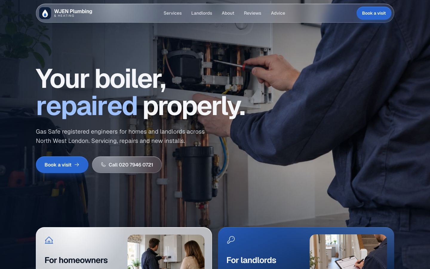 WJEN Plumbing & Heating: A water pipe fills through each step of a visit.